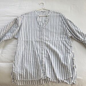 Striped Button-Up Shirt Dress